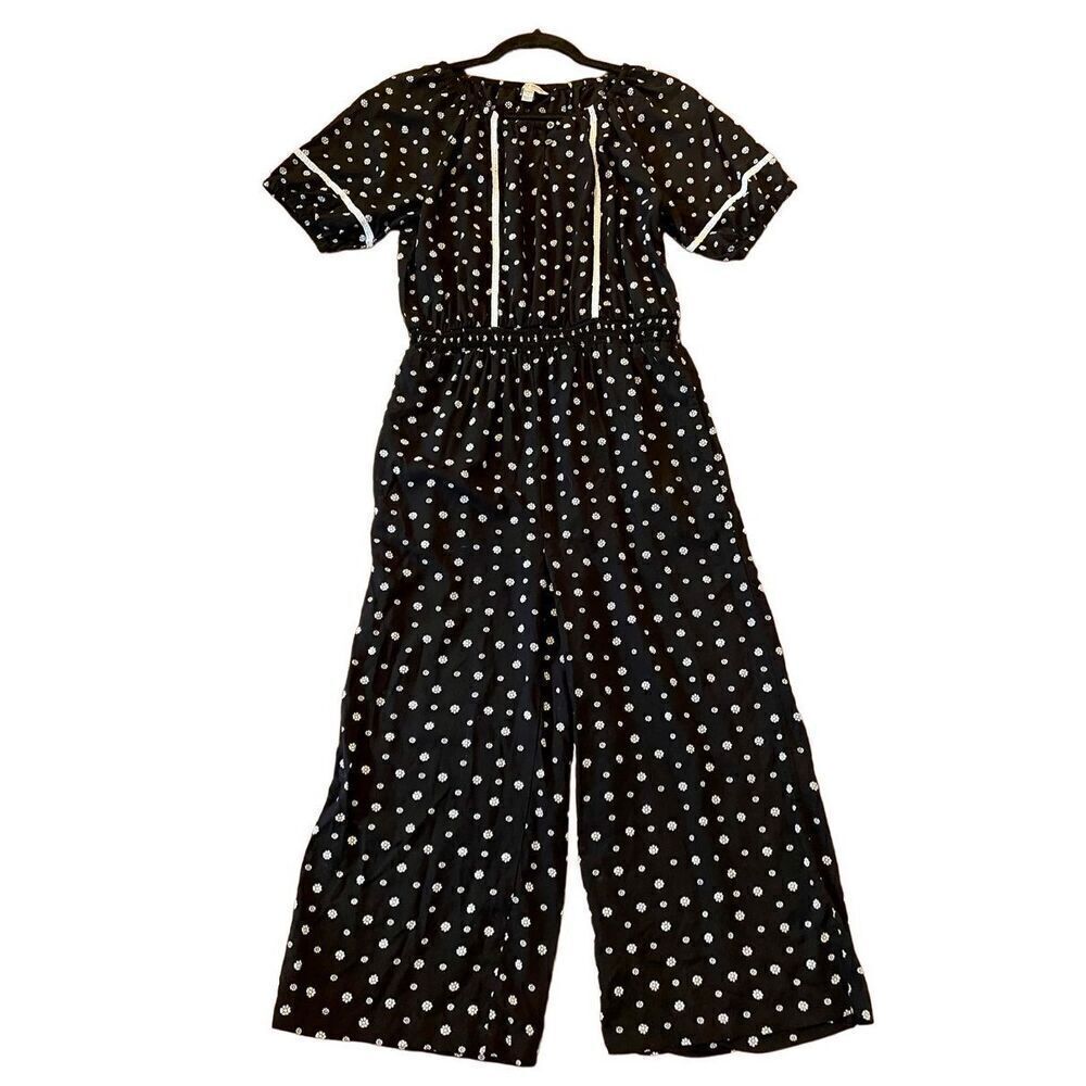 Lucky brand black floral jumpsuit girls size 16
